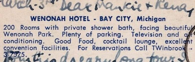 Wenonah Hotel - Postcard Back (newer photo)